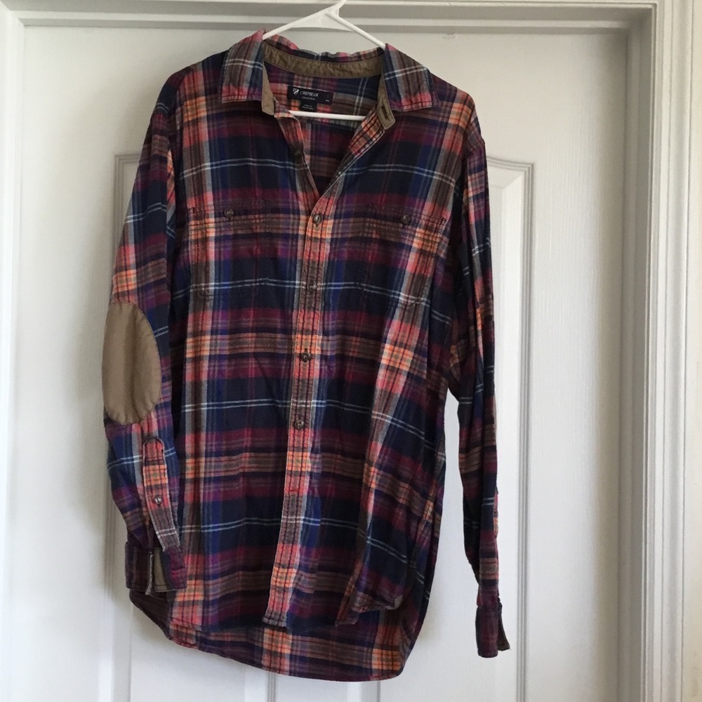Daniel Cremieux Men's Elbow Patch Plaid Shirt - Red and Blue Size L